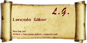 Lencsés Gábor névjegykártya